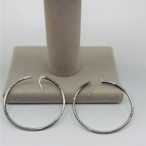 Sterling Silver Large Etched Hoop Earrings